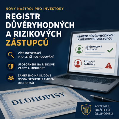 Asociace držitelů dluhopisů spustila registr důvěryhodných a rizikových zástupců