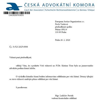 JUDr. Kárim Titz - kárné řízení ČAK