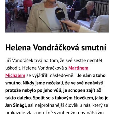 Analýza tvrzení Heleny Vondráčkové a Martina Michala o Janu Šináglovi