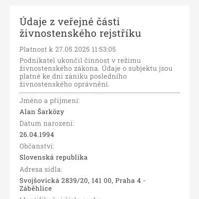 živnostenské listy uzavřeny