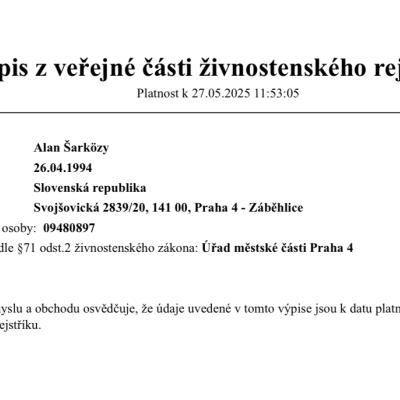 živnostenské listy uzavřeny