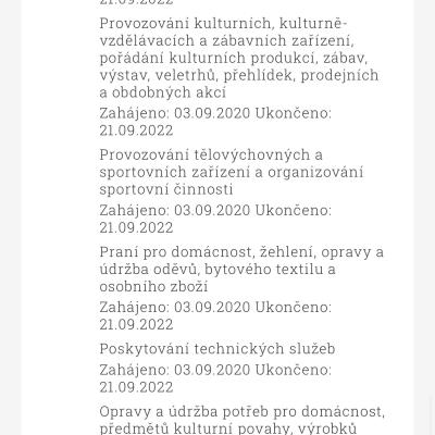 živnostenské listy uzavřeny