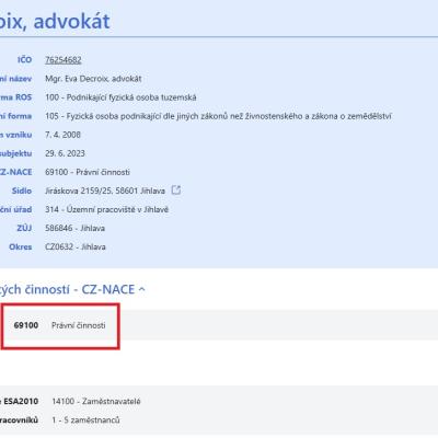 69100	Právní činnost
