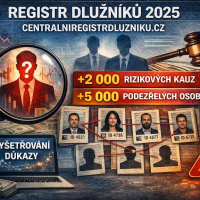Registr dlužníků: CentralniRegistrDluzniku.cz v roce 2025 odhalil přes 2 000 podezřelých kauz