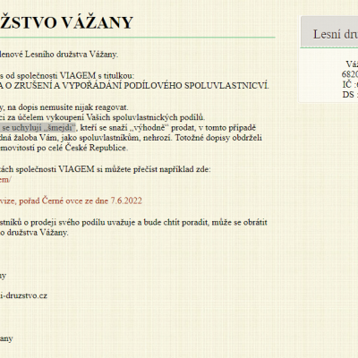 LESNÍ DRUŽSTVO VÁŽANY: K takovému typu jednaní se uchylují „šmejdi“